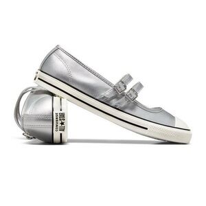 Converse Dainty Mary Jane Slip On Shoes Womens 8 Silver Metallic Leather